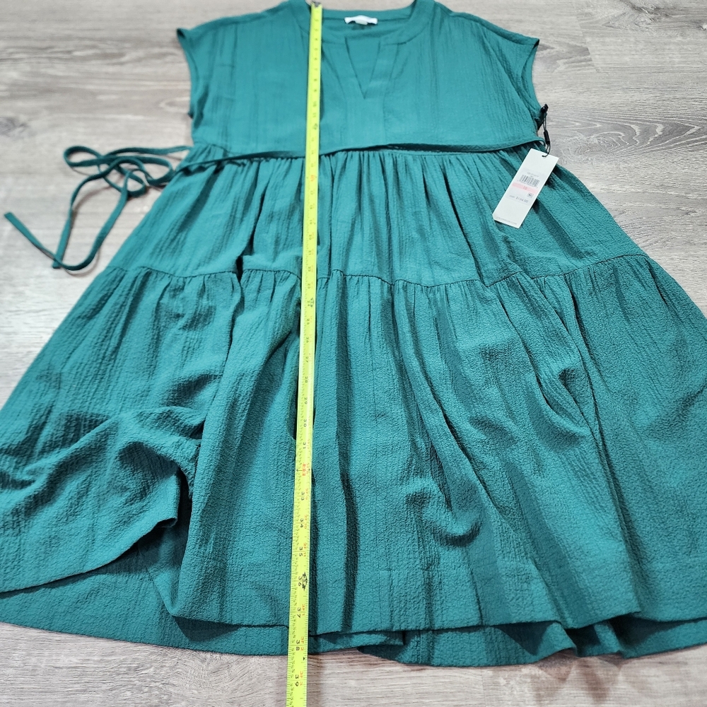 NWT CALVIN KLEIN Emerald Green Tiered Short Sleeve Midi Dress 10 - Picture 5 of 12
